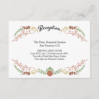 Tarjeta De Recepción Boda de guirnaldas florales rusas de otoño