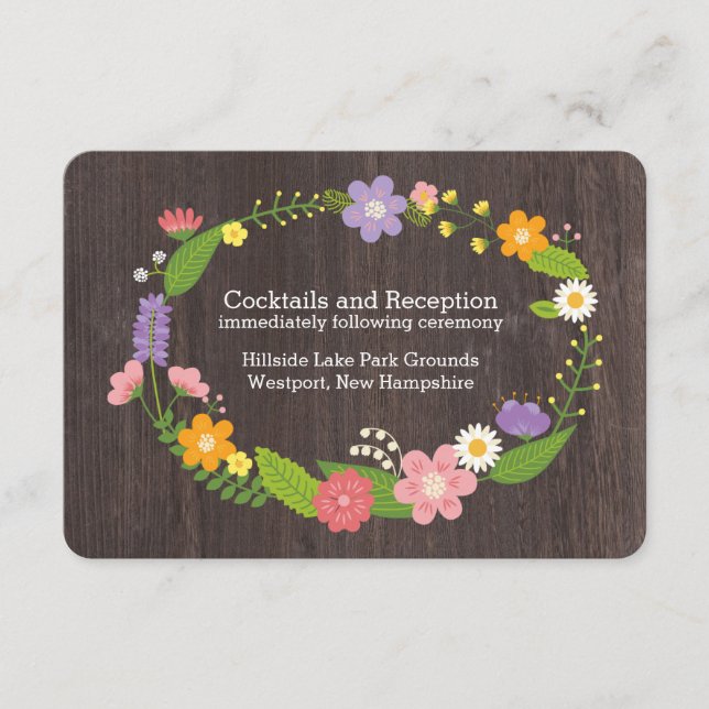 Tarjeta De Recepción Boda de guirnaldas florales rusas de Woodland (Anverso)
