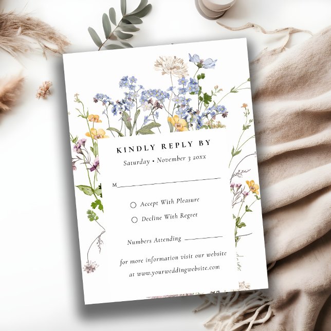 Tarjeta De Recepción Boda de guirnaldas florales rusas Meadow Mini RSVP (Subido por el creador)