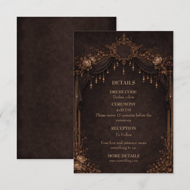 Tarjeta De Recepción Boda de Halloween gótico elegante (Anverso / Reverso)