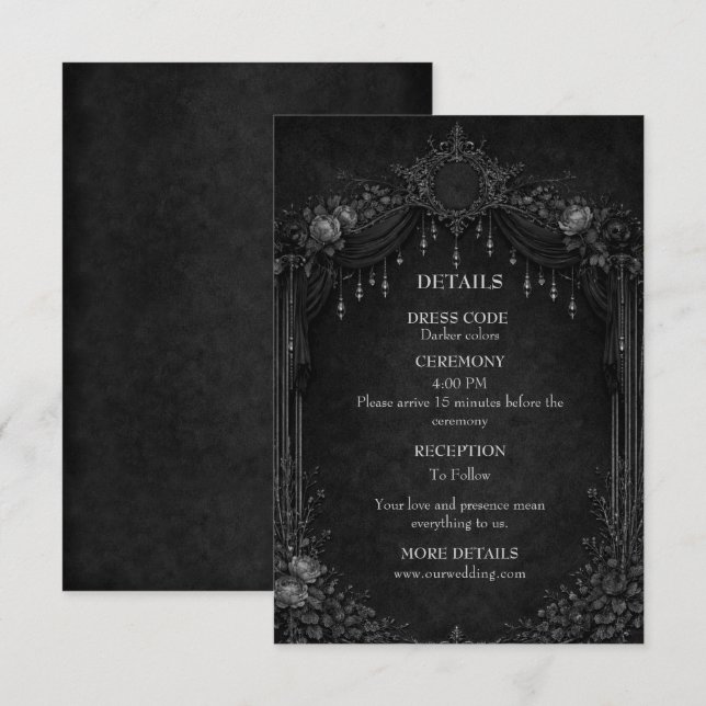 Tarjeta De Recepción Boda de Halloween gótico elegante (Anverso / Reverso)