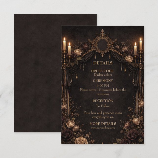 Tarjeta De Recepción Boda de Halloween gótico elegante (Anverso / Reverso)