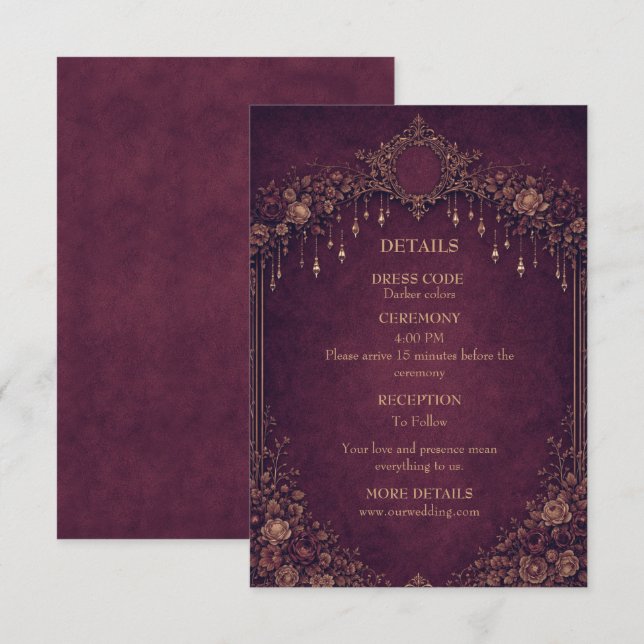 Tarjeta De Recepción Boda de Halloween gótico elegante (Anverso / Reverso)