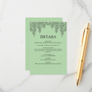 Tarjeta De Recepción Boda de hoja de helecho verde salvia