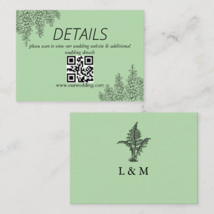 Tarjeta De Recepción Boda de hoja de hierro verde sage Código QR