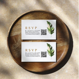 Tarjeta De Recepción Boda de hoja de palma tropical QR RSVP