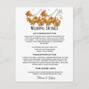 Tarjeta De Recepción Boda de hojas de otoño artísticas