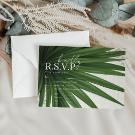 Tarjeta De Recepción Boda de hojas de palmera tropical RSVP