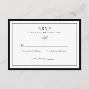 Tarjeta De Recepción Boda de hojas minimalistas RSVP