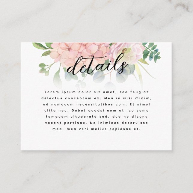 Tarjeta De Recepción Boda de Hortensia Rosa (Anverso)