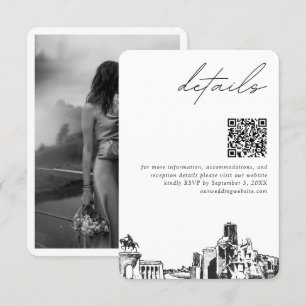 Tarjeta De Recepción Boda de Houston Detalles modernos Código QR