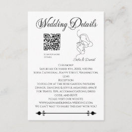 Tarjeta De Recepción Boda de ilustracion de Pareja de Arte de Línea min