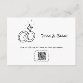 Tarjeta De Recepción Boda de Ilustraciones Doodle en blanco y negro
