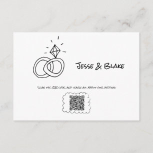 Tarjeta De Recepción Boda de Ilustraciones Doodle en blanco y negro