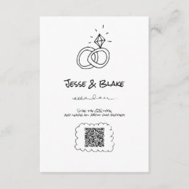 Tarjeta De Recepción Boda de Ilustraciones Doodle en blanco y negro