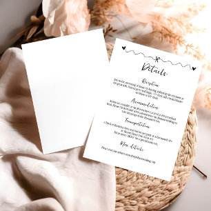 Tarjeta De Recepción Boda de ilustraciones Scribble dibujado a mano