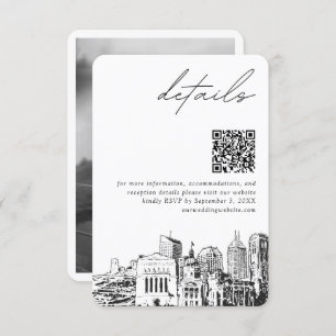 Tarjeta De Recepción Boda de Indianápolis Detalles modernos Código QR
