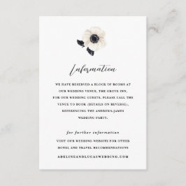 Tarjeta De Recepción Boda de información del hotel Anemone White Flower