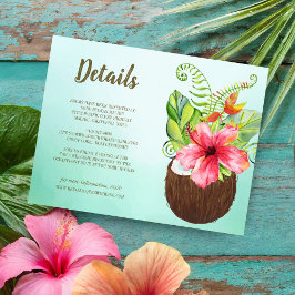Tarjeta De Recepción Boda de Información para Huéspedes de Coco Floral