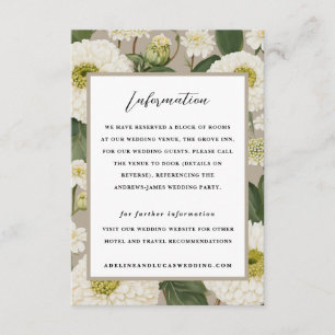 Tarjeta De Recepción Boda de Información sobre Hoteles con Flores de Zi