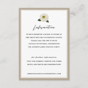 Tarjeta De Recepción Boda de Información sobre Hoteles con Flores de Zi