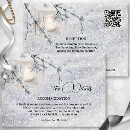 Tarjeta De Recepción Boda de invierno con una nieve brillante