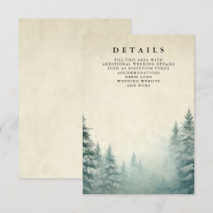 Tarjeta De Recepción Boda de invierno de la Selva de Pino Rustica