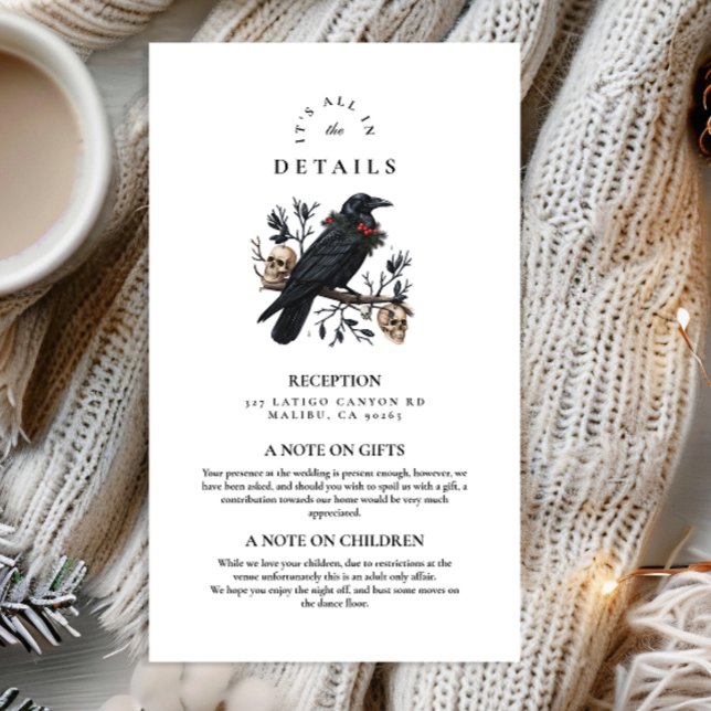 Tarjeta De Recepción Boda de Invierno de Raven Gótico (Subido por el creador)