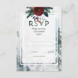 Tarjeta De Recepción Boda de Invierno de Rosas de Montaña Pine RSVP