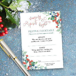 Tarjeta De Recepción Boda de Invierno Holly Berries Cócteles de firma