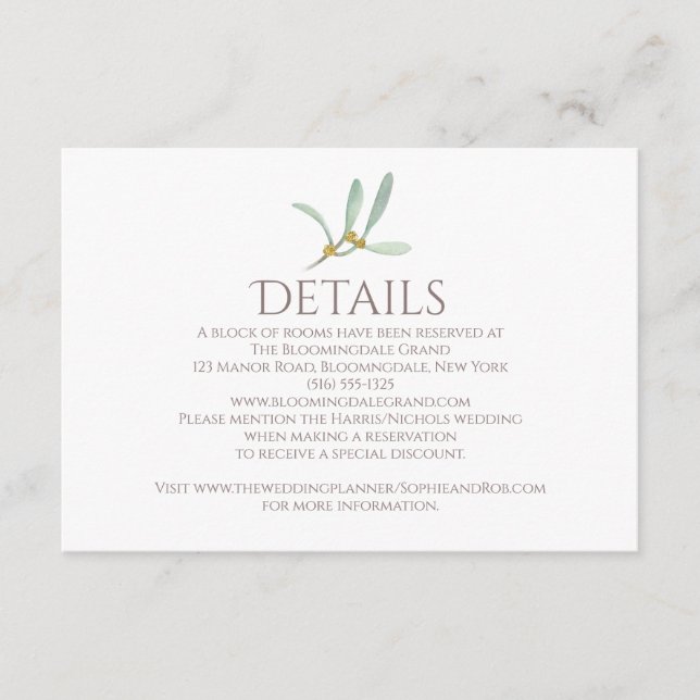 Tarjeta De Recepción Boda de Invierno Mistletoe Escarcha