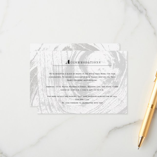 Tarjeta De Recepción Boda de invierno Rústica de Woodgrain White Classi (Anverso/Reverso In Situ)