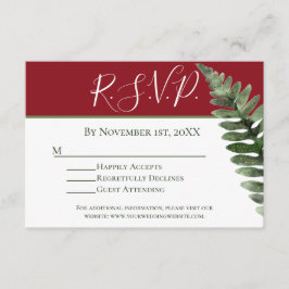 Tarjeta De Recepción Boda de Invierno Verde, Rojo y Blanco minimalista