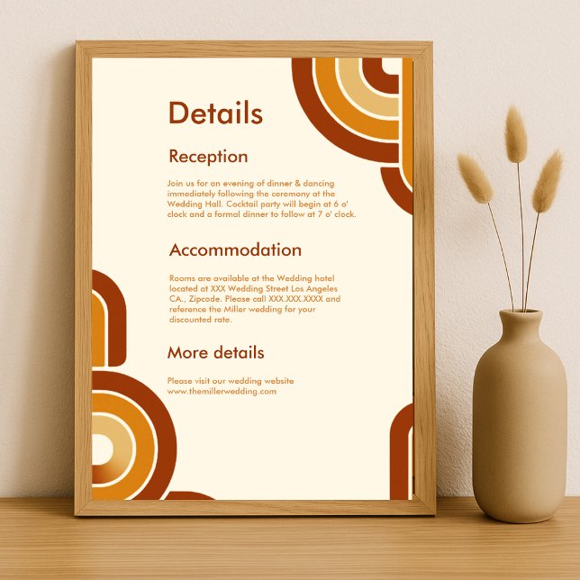 Tarjeta De Recepción boda de ivory Bold Retro 1970 (Subido por el creador)