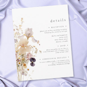 Tarjeta De Recepción Boda de Jardín Acuarela Elegante Iris Púrpura