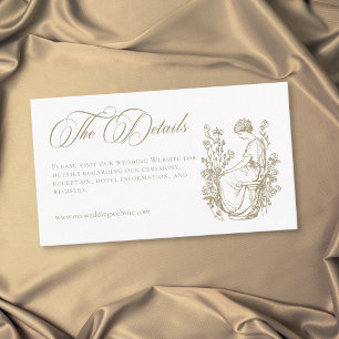 Tarjeta De Recepción Boda de Jardín con Cresta Dorada Elegante Vintage