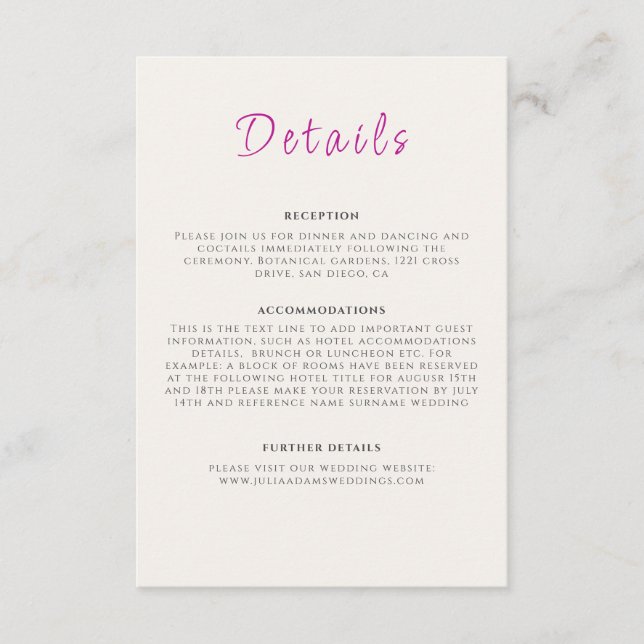 Tarjeta De Recepción Boda de Jardín de Flores de Vino Purple Wild Trump (Anverso)