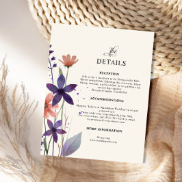Tarjeta De Recepción Boda de Jardín de Flores Silvestres Púrpura Modern