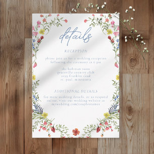 Tarjeta De Recepción Boda de Jardín de Flores Silvestres Románticas de