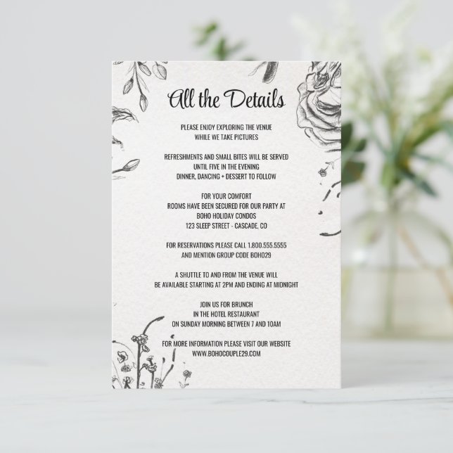 Tarjeta De Recepción Boda de jardín de primavera (Anverso de pie)