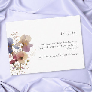 Tarjeta De Recepción Boda de jardín elegante con acuarela de iris púrpu