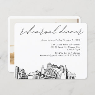 Tarjeta De Recepción Boda de Kansas City Elegante Ensayo Cena