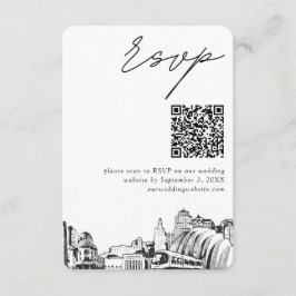 Tarjeta De Recepción Boda de Kansas City Moderno RSVP Código QR