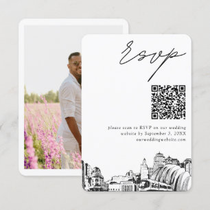 Tarjeta De Recepción Boda de Kansas City Moderno RSVP Código QR