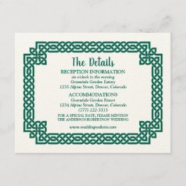 Tarjeta De Recepción Boda de Knot Claddagh, célebre verde esmeralda