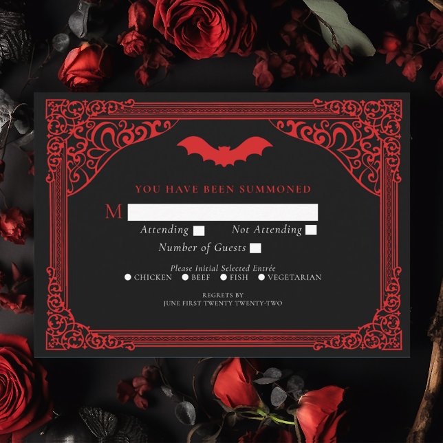 Tarjeta De Recepción Boda de la Catedral de Vampiro Gótico RSVP (Subido por el creador)