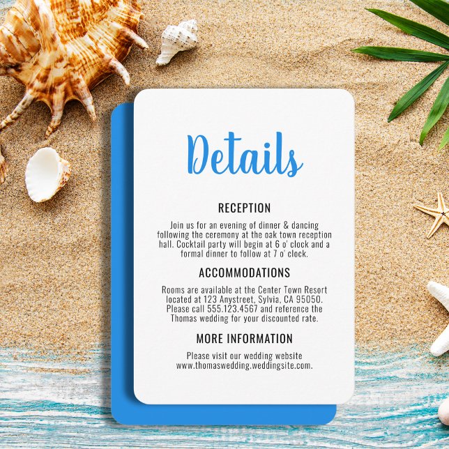 Tarjeta De Recepción Boda de la costa azul y blanco (Blue and White Whimsical Coastal Wedding Enclosure Card
)