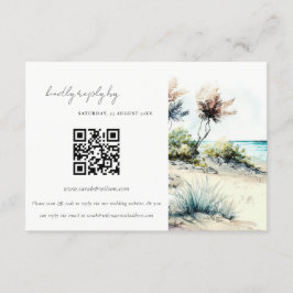 Tarjeta De Recepción Boda de la costa de Palm Beach Seascape QR Código