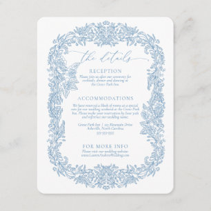 Tarjeta De Recepción Boda de la esquina dorada moderna y azul turbio y