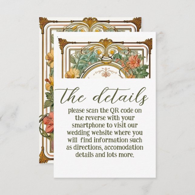 Tarjeta De Recepción Boda de la frontera entre las orquestas de flores  (Anverso / Reverso)